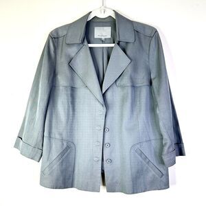 Classiques Entier Blazer Women XL Gray 3/4 Slv Cropped Trench CE Nordstrom